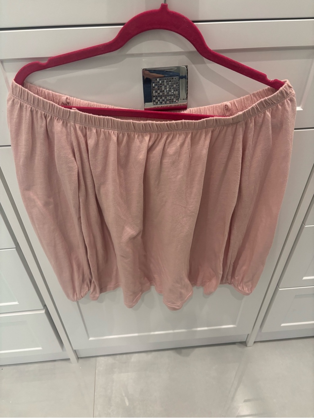 Velvet Blush Pink Off-Shoulder Top